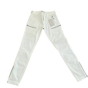 Joie White Skinny Denim Jeans with Zipper Detail